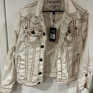 Mens True Religion White Embroidered Jacket Medium